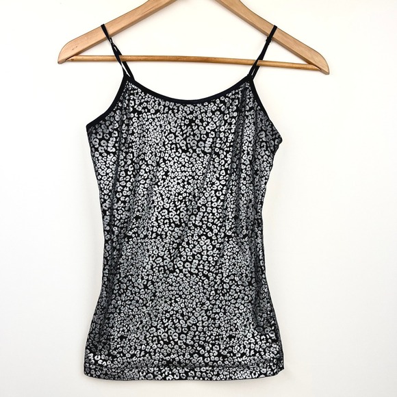 2000s Deb Cami Leopard Print Silver Metallic Size M Y2K Grunge Retro Mall Goth - Picture 2 of 7